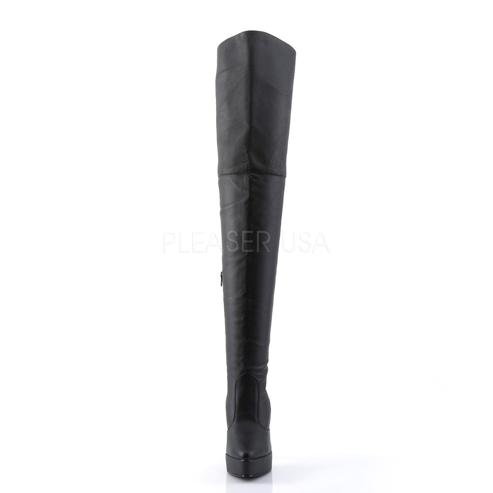 Pleaser - INDULGE-3011 Plateau overknee Laarzen - Zwart